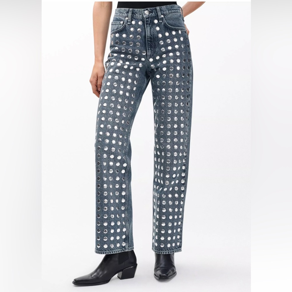 Rag & Bone Shea Relaxed Straight Jeans in Studded Kingston Size 28 - Picture 12 of 15